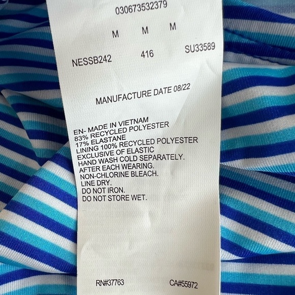 NIKE Stripe V-Neck Hyper Royal Blue Stripe Tankini Top - Size Medium, NWT - Picture 9 of 12